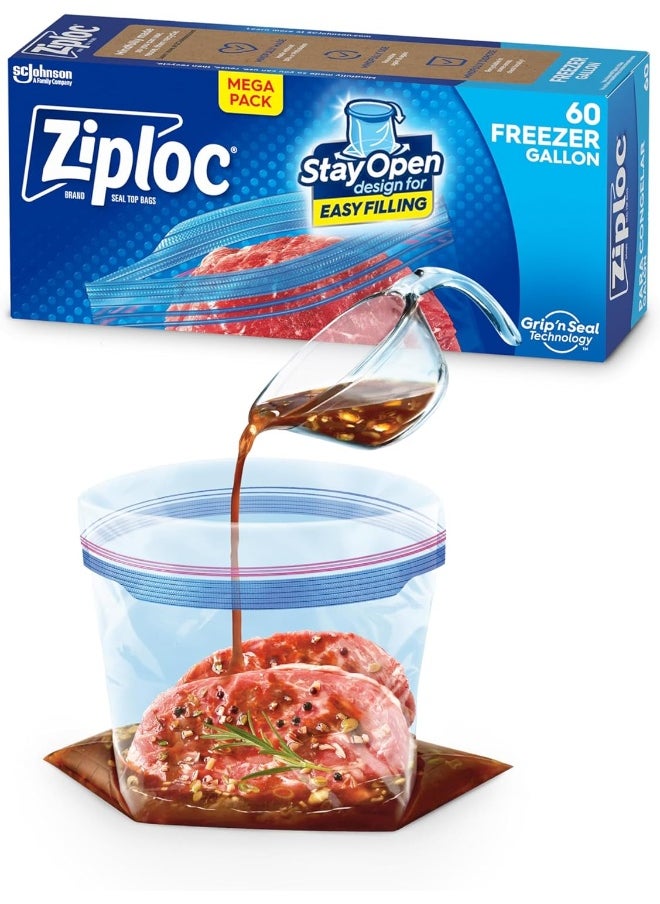 Ziploc Ziploc Gallon Food Storage Freezer Bags, Grip 'n Seal Technology for Easier Grip, Open, and Close  - Image 1