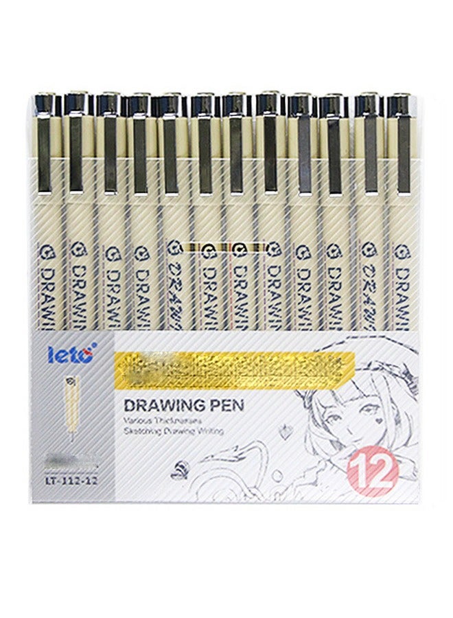 Leto 12 Pieces Drawing Pen Set For Hand Drawn Design Sketch Art Comic Drawing - Image 1