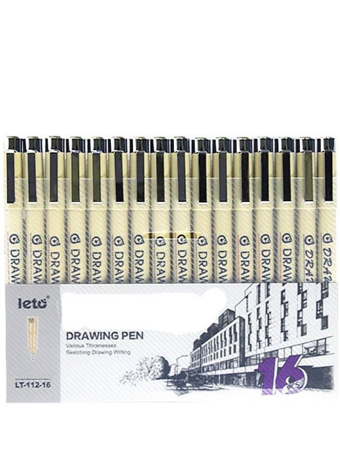 Leto 16 Pieces Drawing Pen Set For Hand Drawn Design Sketch Art Comic Drawing  - Image 1