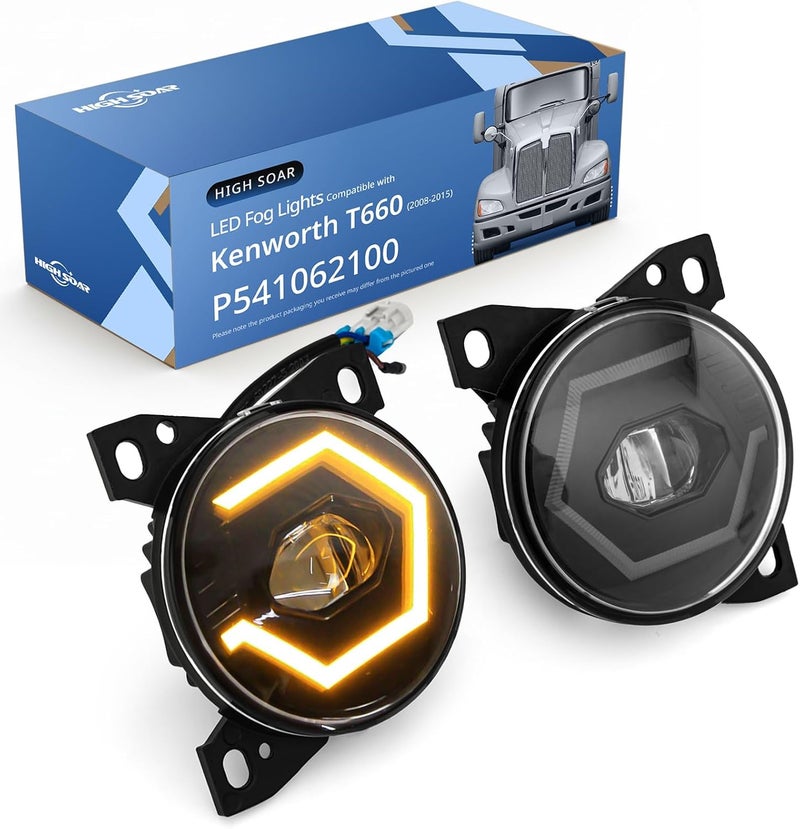 High Soar LED Fog Lights Assembly for Kenworth T660 and Peterbilt 579/587 (2008-2015) - Image 1