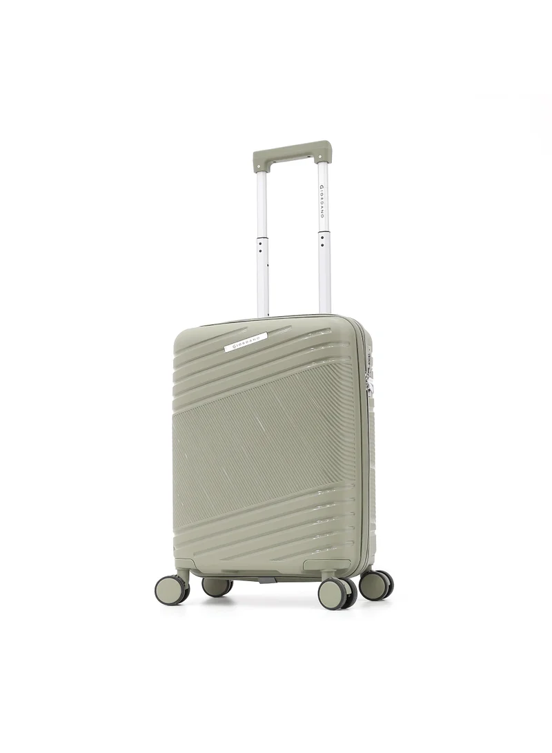 GIORDANO Unbreakable Hardshell PP Luggage Trolley Bag 20 inch Cabin Size With Double Spinner Wheels,Olive