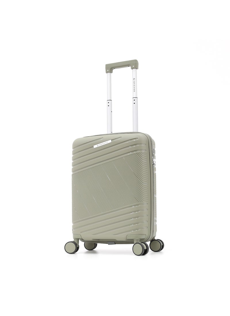 GIORDANO Unbreakable Hardshell PP Luggage Trolley Bag 20 inch Cabin Size With Double Spinner Wheels,Olive 