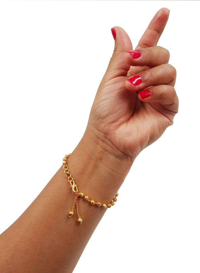 JHB Gold plated Brass Beads Bracelet for Girls And Women - Image 2