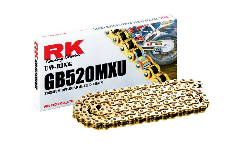 RK Racing Chain سلسلة RK Racing GB520MXU-116 (سلسلة 520) ذهبية 116 حلقة أداء متطرف ضيق المسافة للطرق الوعرة والدراجات الرباعية UW-Ring مع حلقة توصيل - Image 5