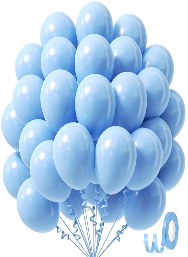 awenztech Light Blue Balloons 12inch, Pastel Blue Latex Balloons 50pcs Party Balloons for Graduation Baby Shower Gender Reveal Wedding Birthday Party Decorations - Image 1