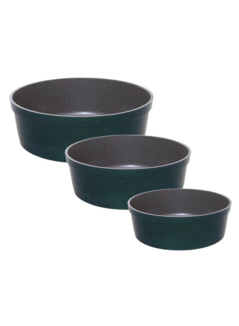 Solingen 3-piece round granite oven tray set (30/28/26 cm) - Olive Green - Image 2