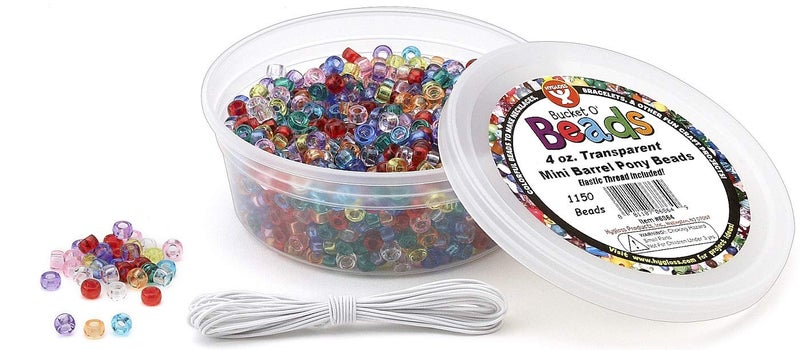 Hygloss Products Mini Barrel Pony Beads 4 Oz 1150 Pcs Transparent