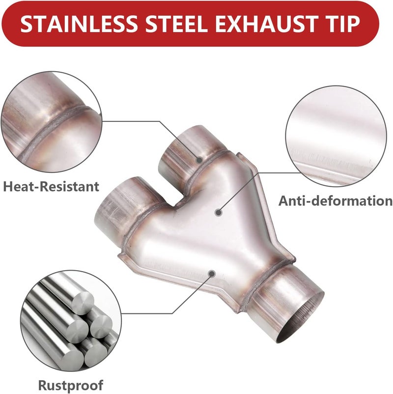 TECTRUC AFLOW Universal 409 Stainless Steel Exhaust Y Pipe, 3" Single to 2.5" Dual Exhaust Adapter Connector - Image 5