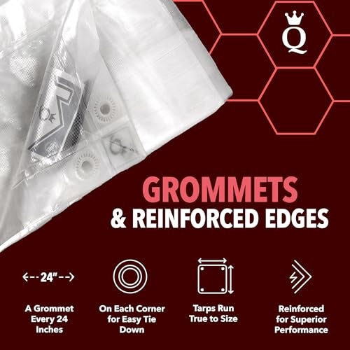 QUEEN OF TARPS | 6x8 Heavy Duty Tarp Waterproof, 120 GSM is 12 MIL, UV/Tear Resistant Tarp, Camping, Outdoor Furniture, Car, Tents, Painting, Firewood Protection | 6x8, Heavy Duty - Image 3