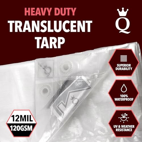 QUEEN OF TARPS | 6x8 Heavy Duty Tarp Waterproof, 120 GSM is 12 MIL, UV/Tear Resistant Tarp, Camping, Outdoor Furniture, Car, Tents, Painting, Firewood Protection | 6x8, Heavy Duty - Image 2