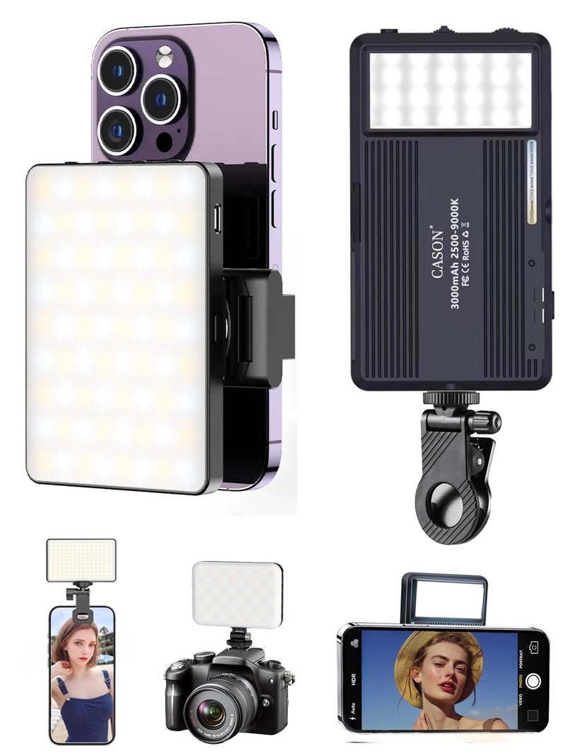 Cason 2 in 1 Portable Light for Video Shooting YouTube -Dimmable 2500-9900K Photography Camera Light/Ring Light for Phone,Clip On Laptop Lights-Rechargeable 3000mAh Battery - Image 1