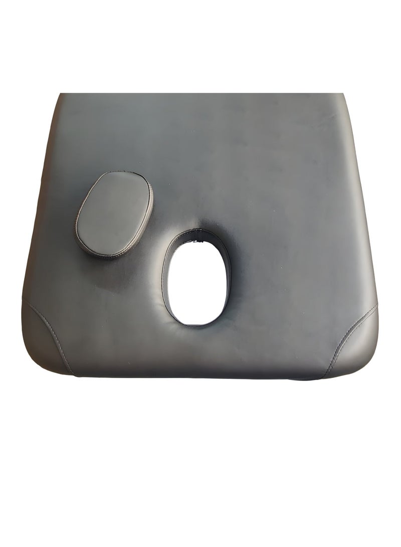 طاولة تدليك محمولة بإطار من الألومنيوم، سرير سبا قابل للطي S25 مع وسادة وجه قابلة للفصل ومسند ظهر قابل للتعديل، الأبعاد: 182 سم (طول) × 63 سم (عرض)، الوزن: 13 كجم فقط، اللون: أسود - Image 3