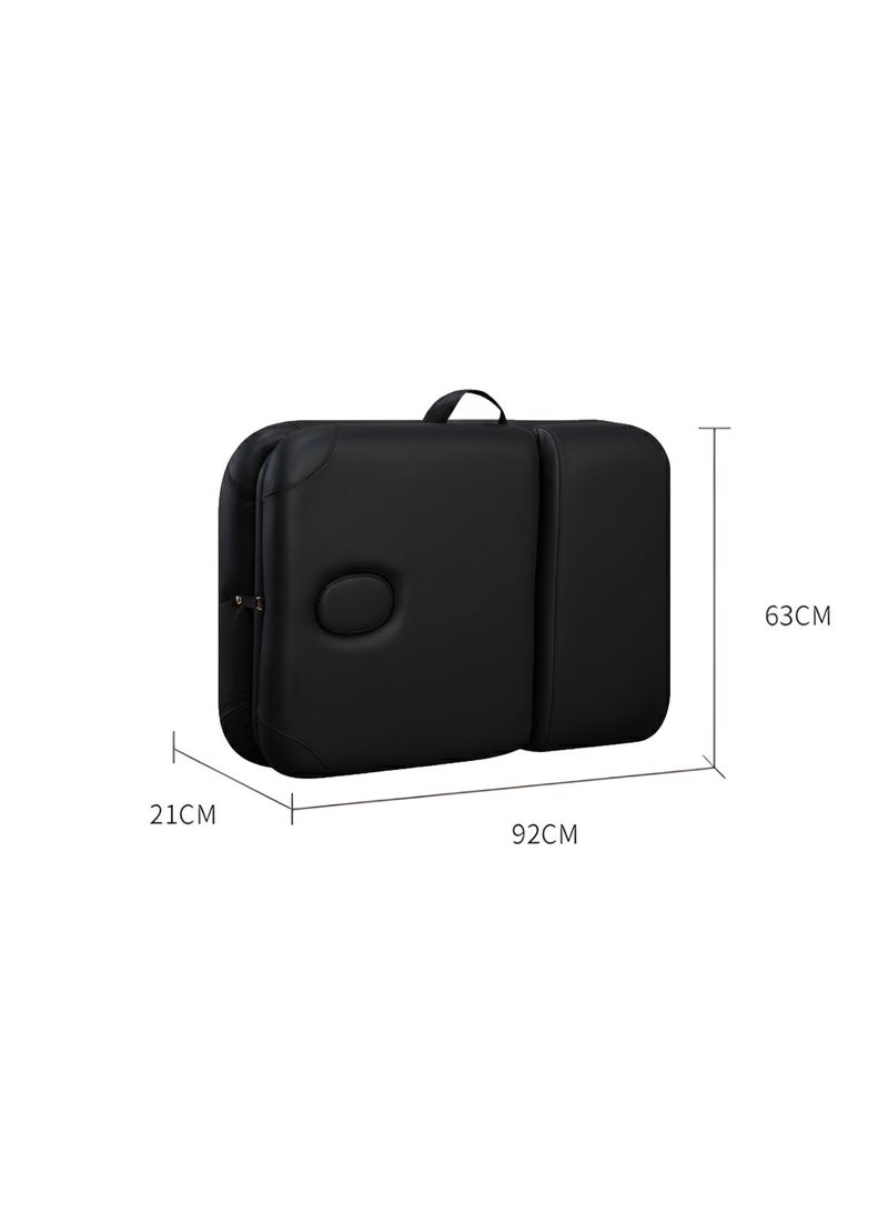 طاولة تدليك محمولة بإطار من الألومنيوم، سرير سبا قابل للطي S25 مع وسادة وجه قابلة للفصل ومسند ظهر قابل للتعديل، الأبعاد: 182 سم (طول) × 63 سم (عرض)، الوزن: 13 كجم فقط، اللون: أسود - Image 4