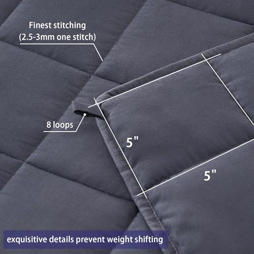 yescool بطانية وزن ييسكول للبالغين (15 رطل، 60" × 80"، رمادي) بطانية ثقيلة للتبريد للنوم مثالية للوزن 140-160 رطل، حجم كوين، بطانية قابلة للتنفس مع خرز زجاجي ممتاز، قابلة للغسل في الغسالة - Image 4