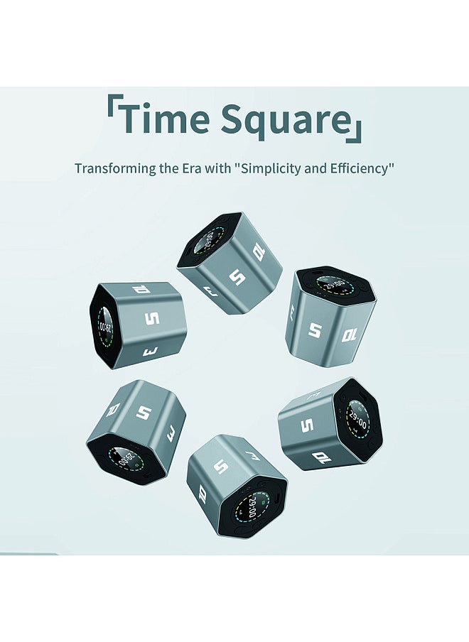 Portable Cube Timer Gravity Sensor Rotating Timer Count Up/Down Function Clock  3/5/10/15/30 Minutes and Custom with LED Screen Vibrate and Sound Alarm Silent Operation