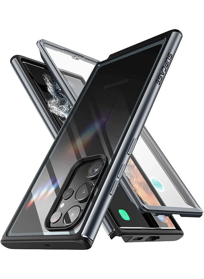 SupCase Edge XT Series Case for Samsung Galaxy S23 Ultra 5G (2023), Slim Frame Clear Protective Case with Built-in Screen Protector (Black) - Image 1
