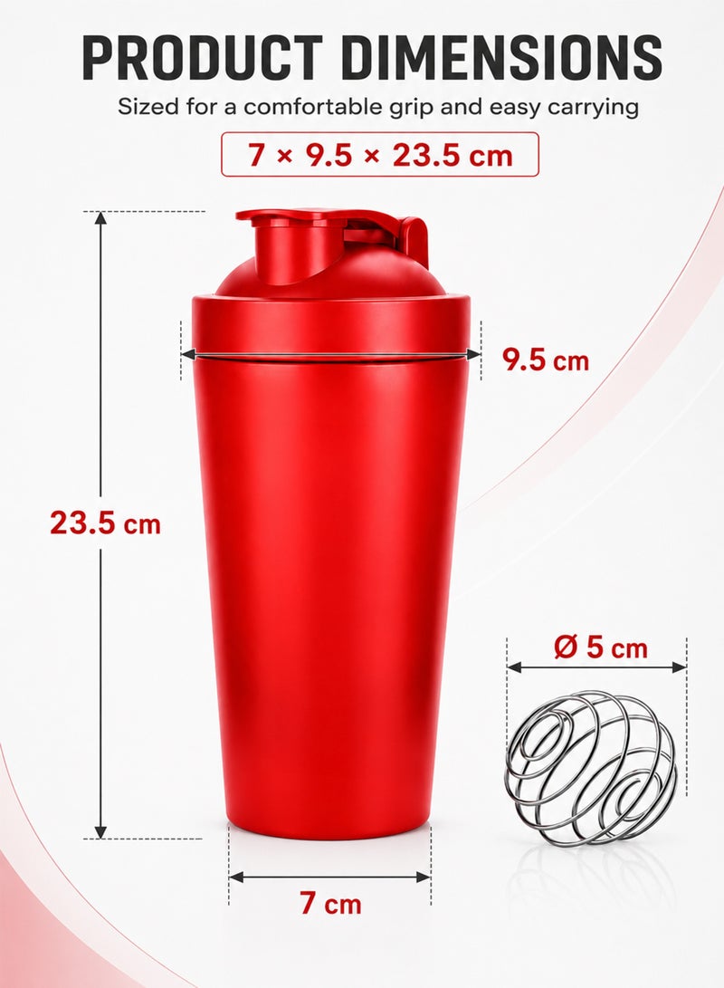 dblew SPORT-X Stainless Steel Protein Shaker Bottle, 739 ml (25 oz) with Mixing Ball and Leak-Resistant Locking Lid, Silver - Image 5