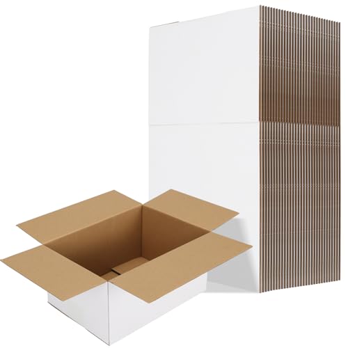 RLAVBL 10x7x5 Shipping Boxes Set of 30, White Corrugated Cardboard Box for Packing, Mailing, Business - Image 1