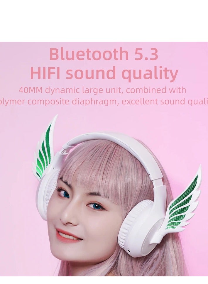 ZW-054 Wireless Gaming Headphones, Bluetooth V5.3 Earphones, On-Ear Earbuds with Rotating Wings and Amazing LED Light, Low Delay E-Games and Ultra-Low Power Consumption for Smartphone/PC/Laptop - Image 3