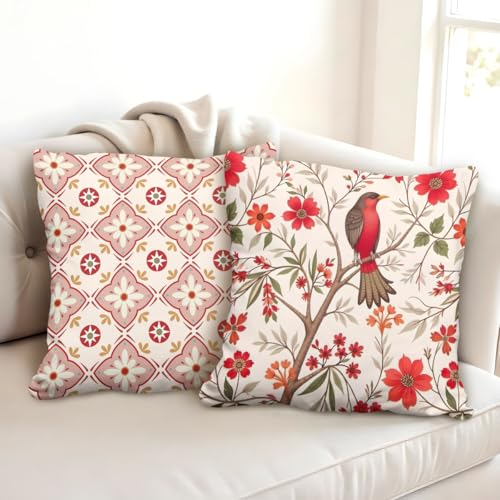 Brizberry® Designer Ethnic Decorative Soft Cotton Feel Premium Poly Cotton Throw Pillow Cushion Covers, Double Both Side, Set of 2 (Design 180, 16 x 16 Inch (Pack of 2)) - Image 1