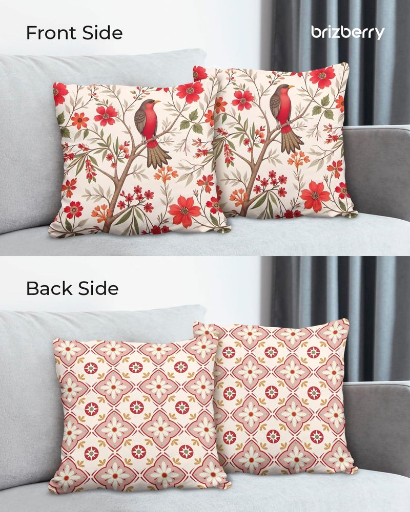 Brizberry® Designer Ethnic Decorative Soft Cotton Feel Premium Poly Cotton Throw Pillow Cushion Covers, Double Both Side, Set of 2 (Design 180, 16 x 16 Inch (Pack of 2)) - Image 2