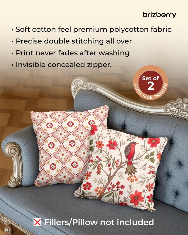 Brizberry® Designer Ethnic Decorative Soft Cotton Feel Premium Poly Cotton Throw Pillow Cushion Covers, Double Both Side, Set of 2 (Design 180, 16 x 16 Inch (Pack of 2)) - Image 4