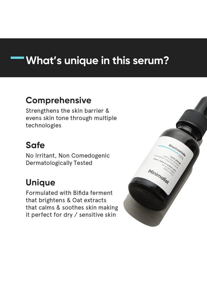 MINIMALIST - 5% Niacinamide Face Serum for Clear Glowing Skin Reduces Dullness Hydrates & Repairs Skin with Vit B3 & Hyaluronic Acid Day & Night Serum for Dry & Sensitive Skin For Women & Men 30 ml - Image 1