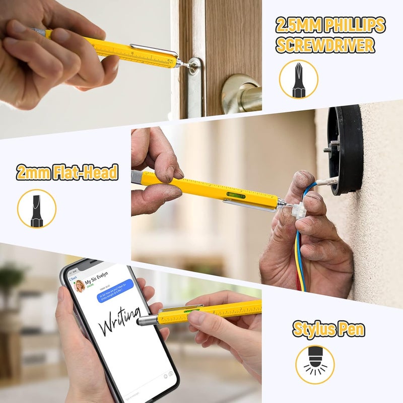 BIIB Gitfs for Men, 6 in 1 Multitool Pen Mens Gifts for Dad Him Boyfriend Husband, Birthday Gifts for Men, Dad Gift for Him Who Have Everything, Unique Gift Ideas, Cool Stuff Tools Gadgets - Image 3