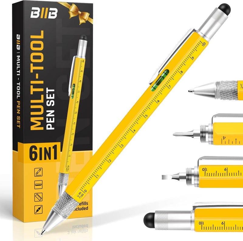 BIIB Gitfs for Men, 6 in 1 Multitool Pen Mens Gifts for Dad Him Boyfriend Husband, Birthday Gifts for Men, Dad Gift for Him Who Have Everything, Unique Gift Ideas, Cool Stuff Tools Gadgets - Image 1
