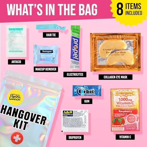 Chug Buddy 12 Pre-Filled Hangover Kits for Bachelorette Party Favors, 21st Birthday Gifts for her, Bridesmaid Gifts & Girls' Trips | Bulk Hangover Kit Bags & Supplies for Parties & Events (12 Premium Packs) - Image 2
