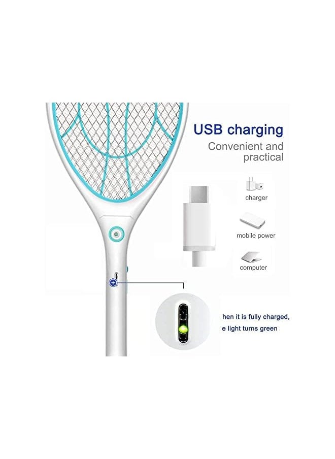 Electric Mosquito Bat Electric Mosquito Swatter With Led Lighting Fly Zapper Insect Killer Safe And Non Toxic Mosquito Catcher Trap Killer For Bedroom Patio Deck Blue