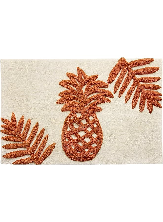 Raxoom Bahama - Bathroom Rug, Cotton Bath Mat, Highly Absorbent Decor (Batik Pineapple Orange, 20" x 30") - Image 1
