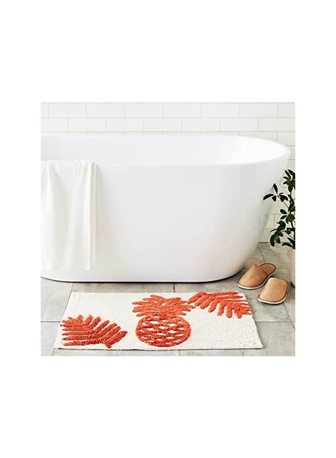 Raxoom Bahama - Bathroom Rug, Cotton Bath Mat, Highly Absorbent Decor (Batik Pineapple Orange, 20" x 30") - Image 5
