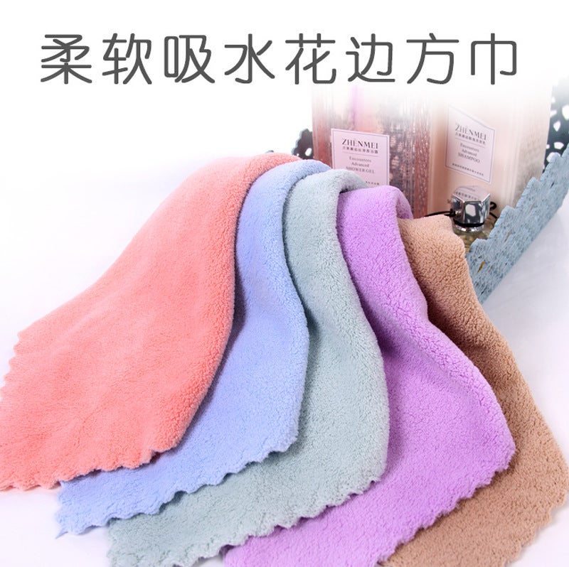 Thickened Coral Fleece Small Towel Children Wash Face Wipe Hand Absorbent Square Towel Cleaning Household Dishcloth Gift Towel - Image 3