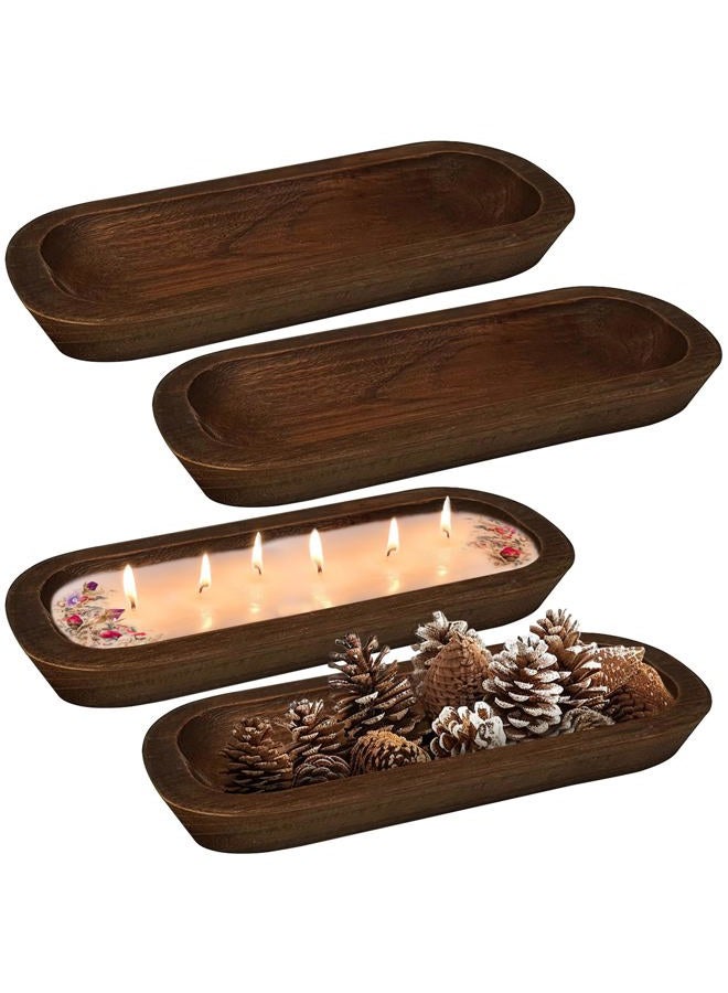 Royxen 4 Pack Wood Dough Bowl for Candle, Wooden Dough Bowls Paulownia, Rustic Bowl Vintage, Bowls for Candle, 14.5 x 5.5 Inch, Brown - Image 1