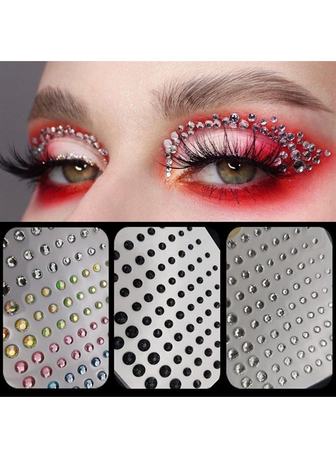 Nail Rhinestone Stickers 6 Sheets Self Adhesive Eye Body Face Nail Rhinestones Rainbow Face for Women Festival Accessory DIY Nail Art Decorations
