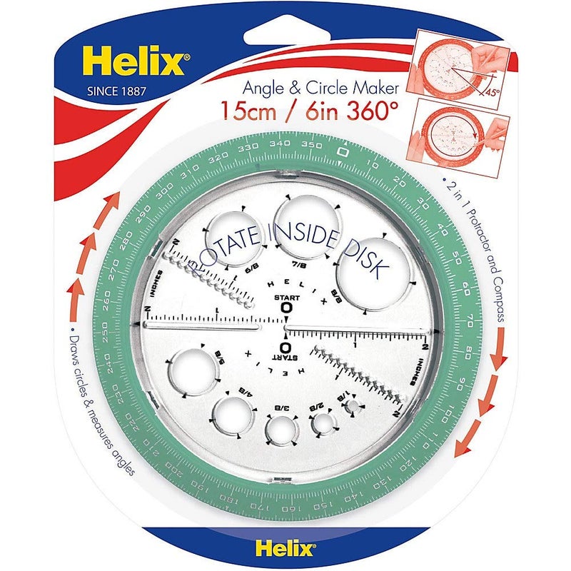 Helix Angle and Circle Maker with Integrated Circle Templates, 360 Degree, 6 Inch / 15cm, Assorted Colors (36002) - Image 5