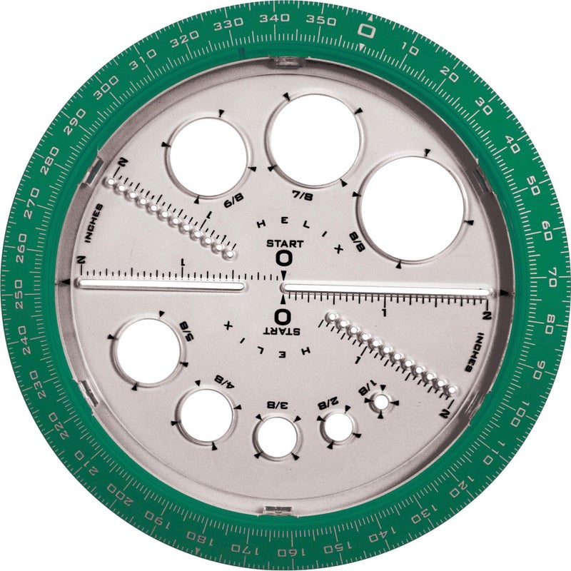 Helix Angle and Circle Maker with Integrated Circle Templates, 360 Degree, 6 Inch / 15cm, Assorted Colors (36002) - Image 1