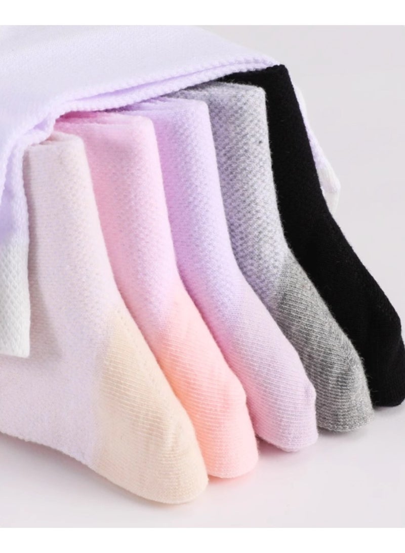 LANG SHA Socks women's short socks pure cotton thin shallow mouth mid-tube socks summer white women's socks sweat-absorbent breathable deodorant women's socks, fashionable casual socks (5 pairs of multi-color) - Image 3