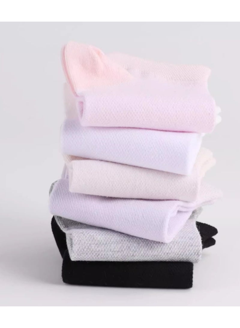 LANG SHA Socks women's short socks pure cotton thin shallow mouth mid-tube socks summer white women's socks sweat-absorbent breathable deodorant women's socks, fashionable casual socks (5 pairs of multi-color) - Image 2