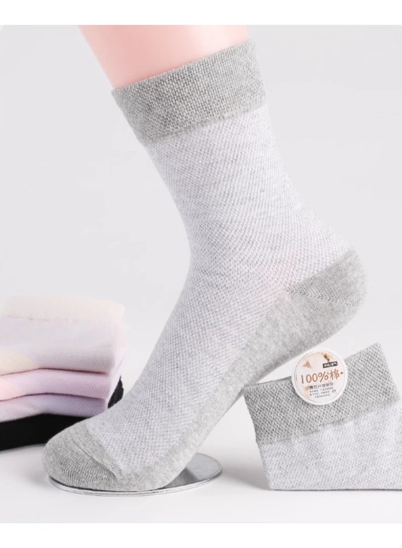 LANG SHA Socks women's short socks pure cotton thin shallow mouth mid-tube socks summer white women's socks sweat-absorbent breathable deodorant women's socks, fashionable casual socks (5 pairs of multi-color) - Image 4