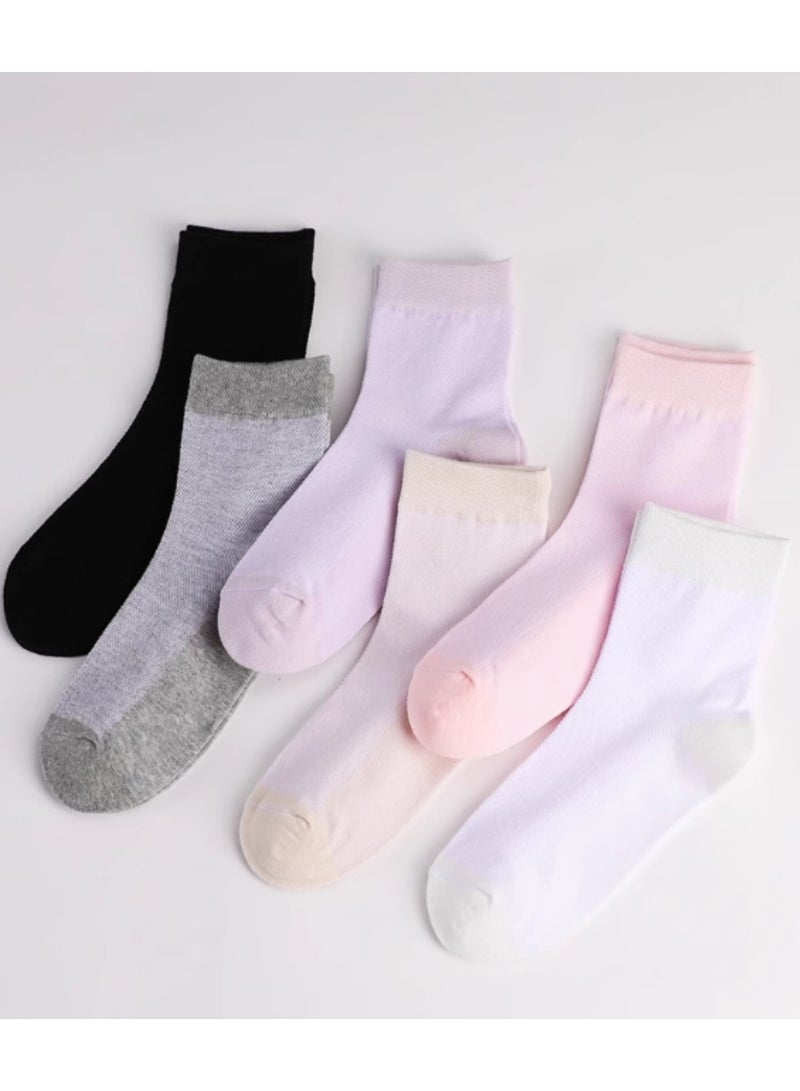 LANG SHA Socks women's short socks pure cotton thin shallow mouth mid-tube socks summer white women's socks sweat-absorbent breathable deodorant women's socks, fashionable casual socks (5 pairs of multi-color) - Image 1