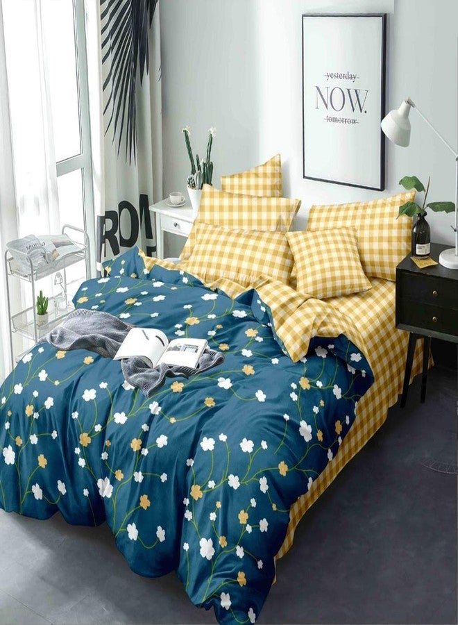 Avinya Cotton Feel Glace Cotton Elastic Fitted Printed Queen Size Double Bed Bedsheet with 2 Pillow Cover (72"x72"x6") (White Flower) - Image 3