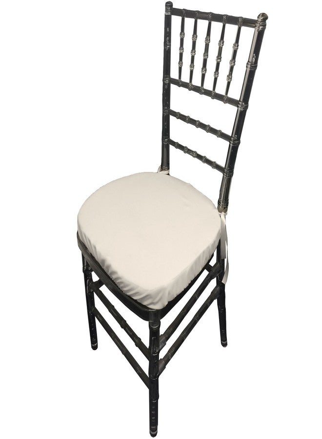 LA Linen Polyester Poplin Chiavari Chair Cushion Cover (4 Pack), White - Image 2