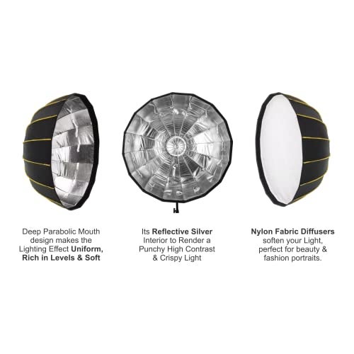 Digitek 65cm Beauty Dish Softbox DBDS-65S, Collapsible, Transportable, Lightweight Bowen Mount for Photography & Studio Lighting with Removable Diffuser - Image 5