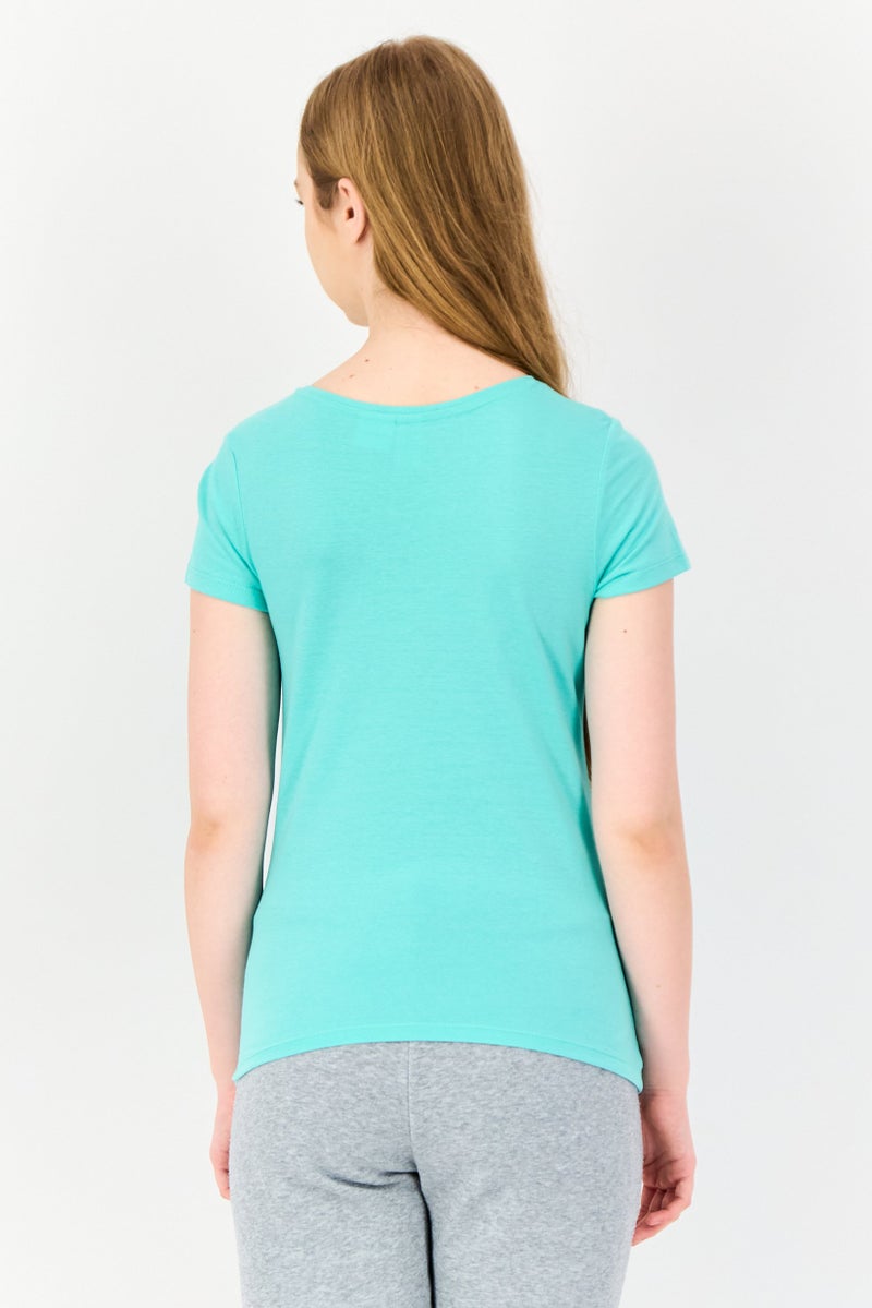 zivame Rosaline By Zivame Women Graphic Print Short Sleeve Sleepwear Top, Green - Image 3