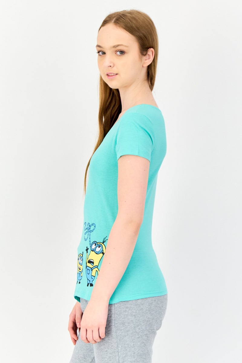 zivame Rosaline By Zivame Women Graphic Print Short Sleeve Sleepwear Top, Green - Image 2
