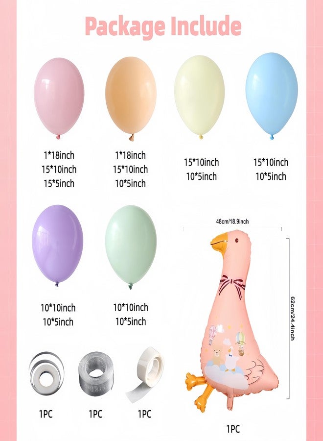 EASUTE One Silly Goose Birthday Decorations, 151Pcs Goose Balloon Arch Kit Decor with Pink Lucky Goose Foil Balloon for 1st Birthday Decorations Baby Shower - Image 2