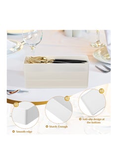 Excefore 2 Pack Plastic Drawer Organizer, 9.5 x 3 x 1.4 In Tabletop Organizer Tray Stationery Holder White Half Accessory Tray Stackable Storage Container for Vanity Office Home Utensils Gadgets Shelf Kitchen  - Image 3
