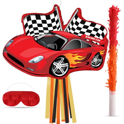 Suilung Race Car Piata Supplies Racing Party Decorations Cars Piata with Blindfold Bat 166 x 124 x 33 Racecar Favor for Race Fans Birthday Party Game Supplies - Image 1